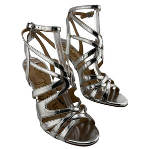Sam Edelman Aviana Strappy Sandals Silver‎ Straps Stiletto Heel sz 7 NEW formal